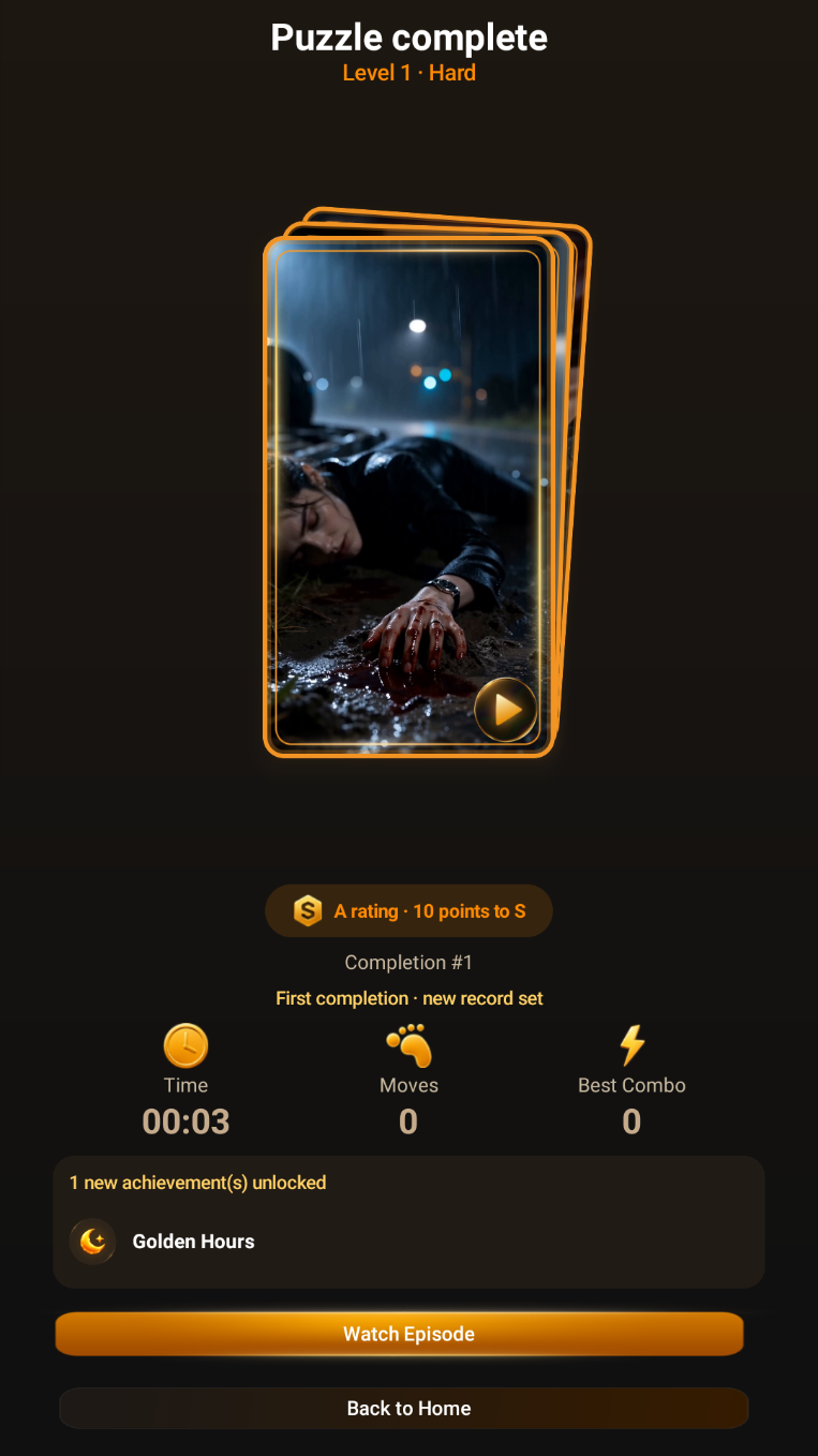 Puzzle completion and episode reward